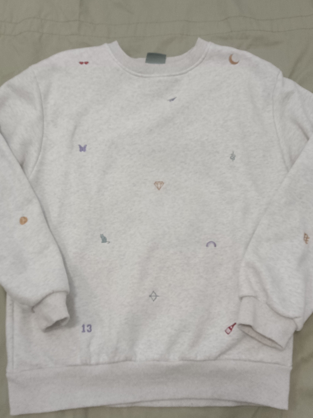 Mojo Provo The Taylor Gray Crewneck Sweatshirt Embroidered Symbols Large
